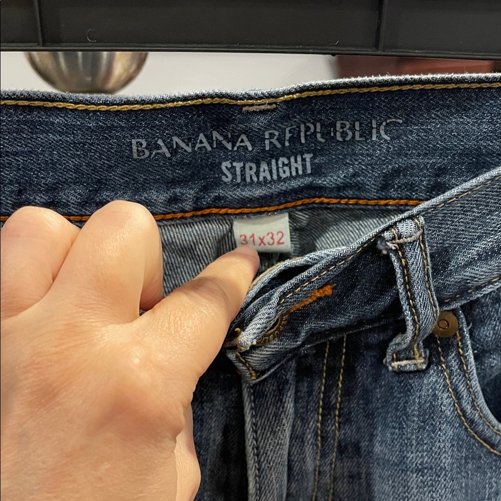 Banana Republic Men's Faded Blue Jeans Distressed Straight 31x32 2012 Y2K indigo - Picture 3 of 7